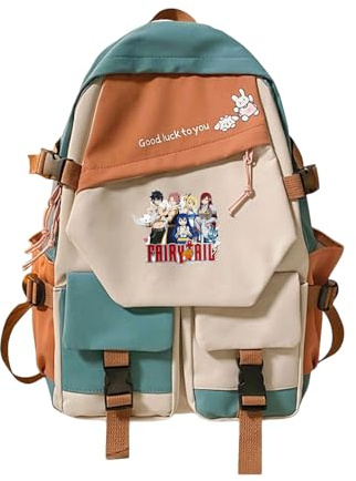 zhedu Fairy Tail Backpack Anime Rucksack Für Frauen Kawaii Design Student Canvas Jugend Outdoor Reiserucksack Laptop Book Bags (5)