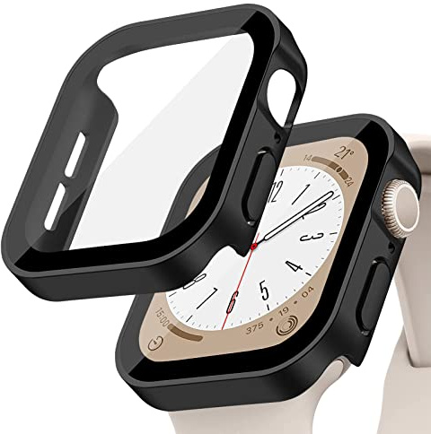 Hard PC Wasserdichte Hülle für Apple Watch 42mm 46mm 40mm 44mm 41mm 45mm,Eingebauter Displayschutz aus Gehärtetem Glas,Full Protective Cover für iWatch Series 11 10 9 8 7 6 5 4 SE (NICHT FÜR SERIE 3)