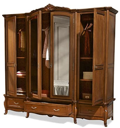 SIMEX Furniture - Collection Arcad - Armoire 4 Portes - Bois Massif - Meuble en Bois de Hêtre, Brun Naturel - Chambre à Coucher
