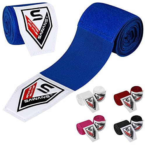 Boxen Handbandagen Kampfsport Bandagen Innenhandschuhe Schlagen MMA 2,5 3,5 4,5 Meter Handgelenkstützgurte Elastische Trainingstasche Kampfsport unter den Handknöcheln Schutzhandschuhe (4.5 M, Blau)