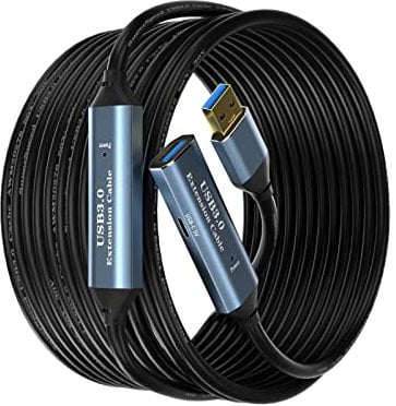 SSS·GRGB USB 3.0 Extension Cable 30M Type A Male to Female Active Extender Cord with 4 Extension Chipsets Signal Booster and 1 USB-C Charging Port, for Webcam, PlayStation, Printer, Camera
