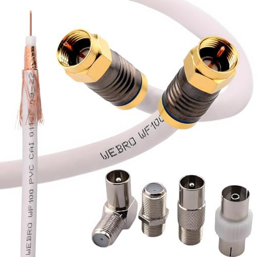 Duncan Duck (15mtr) Coaxial TV Aerial Lead + Satellite Cable + Virgin Media Cable - Male to Male + Male to Female - WF100 All Copper Coaxial Cables - Gold Plated Compression Connectors.