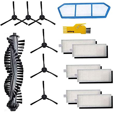 aotengou Ersatzteile für ZACO ILIFE A4s Roboter Staubsauger Zubehör Kit 14 Packs mit 1 Hauptbürste, 1 Primärfilter, 6 Hepa Filter, 6 Seitenbürsten