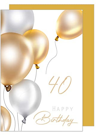 Edition Seidel Premium Glückwunschkarte zum 40. Geburtstag mit Umschlag. Geburtstagskarte Grusskarte Billet Luftballons Karte Happy Birthday Mann Frau (GZ349-40 SW023)