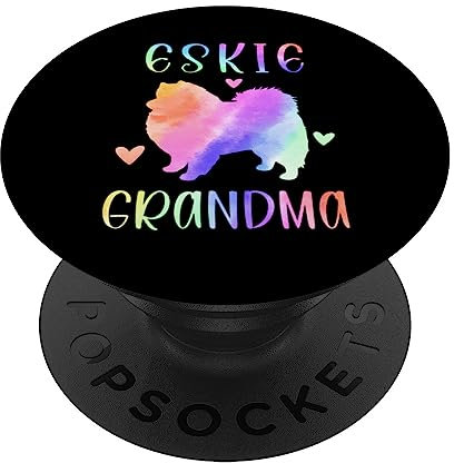 Eskie Oma Amerikanischer Eskimo Hund Nana Regenbogen Aquarell PopSockets mit austauschbarem PopGrip