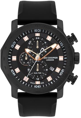 LEE COOPER Herren Multifunction 49mm Black Black Black, schwarzes, Standart, Aufhänger