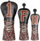 Set di 3 coperture per mazze da golf in legno, 1FH DR FW UT per driver Fairway Hybrid con chiusura elastica n. Tag, in pelle sintetica nera, scheletro King