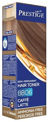 Vips Prestige | Semi-Permanente Haarfarbe und Farbtoner Kaffee Latte 06 | Farbe ohne Ammoniak und Peroxid | Mit Olivenöl, Macadamiaöl und Rizinusöl | Pflegt, hydratisiert und verleiht Glanz