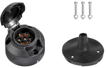 XUEYI Prise Remorque 7 Broches Femelle, avec Joint Arrière, Selon ISO 1724, 12V Prise Remorque 7 Broches Etanche, Prise pour Remorque 7 Poles Femelle, Prise 7 Broches pour Remorque Voiture