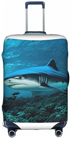 Blue Shark Kofferbezug: doppelseitiger Druck und hochelastischer Stoff - der ultimative Reisebegleiter