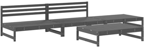 vidaXL Garten Lounge Set 4-TLG., Gartenmöbel Set Sitzgruppe für Garten Terrasse, Modular Bank Sofa Garnitur Loungemöbel, Grau Massivholz Kiefer