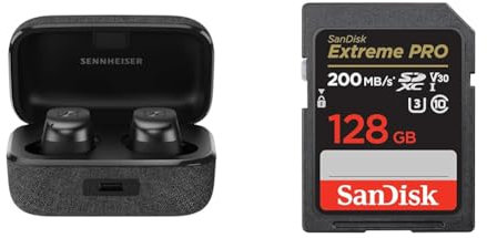 Sennheiser MOMENTUM True Wireless 3 Earbuds - Bluetooth In-Ear Headphones for Music and Calls with Adaptive Noise Cancellation & SanDisk 128GB Extreme PRO SDXC card + RescuePRO Deluxe