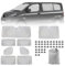 8 Piezas Parasol para Parabrisas Interior para Ford Transit Custom 2012-2024, LWB Parasol para Parabrisas UV-Proof Protección Solar con Espalda Negro