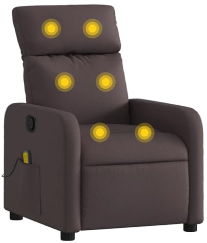vidaXL Poltrona Massaggiante Reclinabile Marrone Scuro in Tessuto