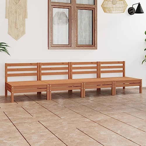 KTHLBRH Outdoor Lounge Garten möbel draußen Balkon Tisch und stühle 4-TLG. Garten-Lounge-Set Honigbraun Massivholz Kiefer