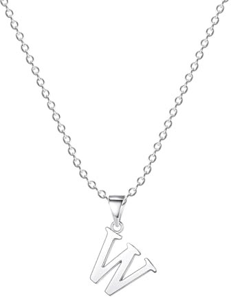 Damen Halskette mit Buchstaben Anhänger W Silber Initialien Kette Edelstahl Buchstabenketten Personalisiere Silber Y Kette für Frauen Mädche