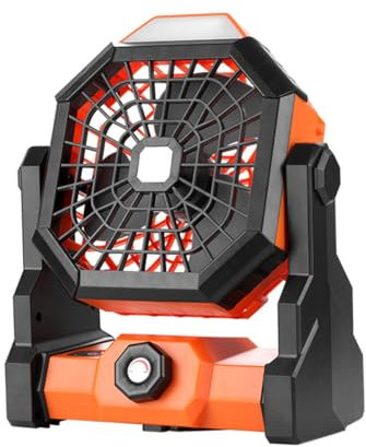 POFET Tragbarer Campingventilator, batteriebetriebener Ventilator mit LED-Laterne, 270°-Kopfdrehung, USB-batteriebetriebene Ventilatoren für Reisen, Zelt, Büro, Schreibtisch, Grillen, Angeln