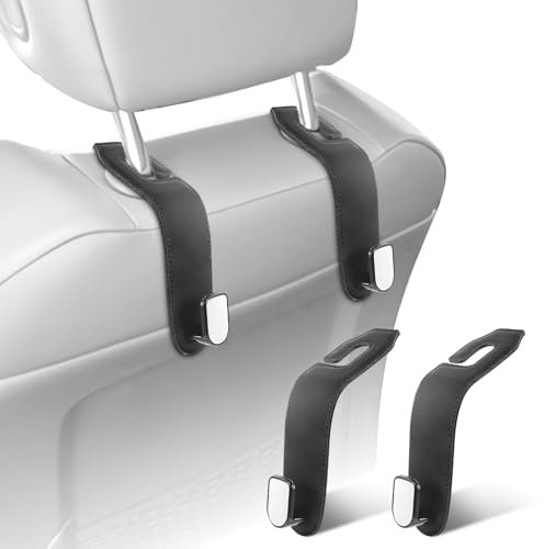 2 Pack Car Hooks for Purses and Bags Cute Car Headrest Hook Leather Car Seat Hook Car Purse Hook Car Purse Holder Car Purse Hanger Car Organizer Car Accessories, Black