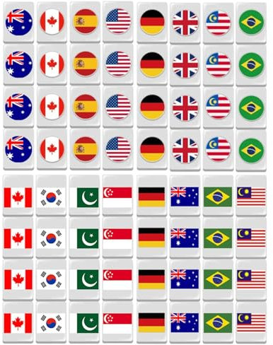 Generisch Flag Mahjong, 64-teiliges Mahjong-Spielset, Spielblöcke, Mahjong-Sets Für Partys, Seaside Escape-Spielblöcke, Mahjong-Sets, Flaggenmuster-Legespiele Für Erwachsene Und Kinder