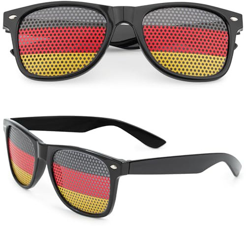 Em Fanartikel Deutschland, Fussball Em Fanartikel, 2 Stück Sonnenbrille mit Deutschland Design, Deutschland Brille Sonnenbrille Deutschland Fanartikel für Em Deutschland Fan (Deutschland)