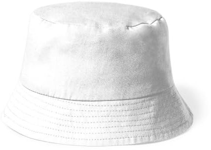 BLUECHOLON Fischerhut für Kinder, 100% Baumwolle, Fischerhut für Kinder, Mädchen, Fischerhut Typ Bob, Bucket-Mütze, Einheitsgröße 54, Weiß, 48
