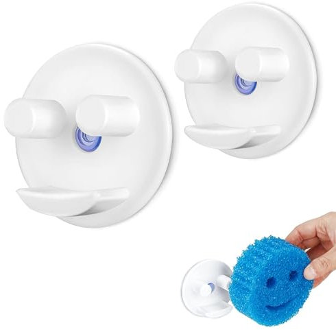 2 PièCes Porte Eponge Ventouse, Porte Eponge Evier Cuisine, Porte Eponge Smiley pour la Cuisine(Eponges Non Incluses)