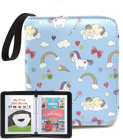Thisness Card Holder for Yoto Player and Mini - 40 Cards Capacity Organizer with Zipper, Storage Binder for Boys and Girls, Unicorn