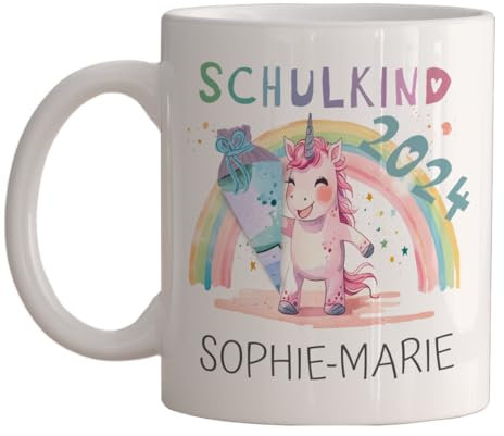 My Sweetheart® Einschulung Mädchen Tasse mit Namen Schulkind 2025 Einhorn Geschenke zum Schulanfang für Kinder personalisierte Einschulungsgeschenke Schulstart Inhalt Schultüte Schuleinführung
