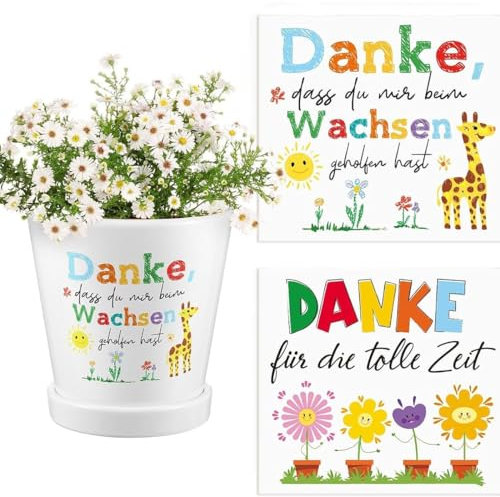 GVEYIQK 4 Pcs Dankeschön Aufkleber für Blumentopf, Floral, Geblümt, Kunststoff, Keramik, Dekoration, Sammelalbum
