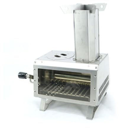Stufa a Legna Portatile in Acciaio Inossidabile con Finestra di Visualizzazione Stufa di Riscaldamento Multifunzionale per Interni ed Esterni per Cucinare, Campeggiare e Riscaldare(Silver)