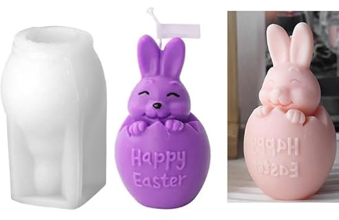 Moule à Bougie de Pâques, Moule en Silicone Lapin, 3D Moule pour Bougies Silicone en Pâques, Lapin de Pâques Moulle Bougies pour Bricolage