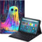 Qindaiwen Keyboard Case for Amazon Fire Max 11 (13th Generation, 2023 Release) with Detachable Bluetooth Keyboard & Slim PU Leather Protective Cover, Colorful Ghost
