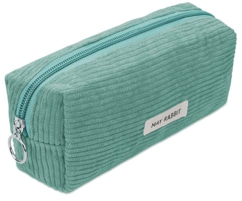 OFFCUP Federmäppchen Mädchen Mäppchen Cord-Stoff, Pencil Case Teenager Stiftetasche Tragbare Schreibwaren Tasche, Federtaschen Schlampermäppchen mit Reißverschluss, Federmappe für Schule, Büro - Grün