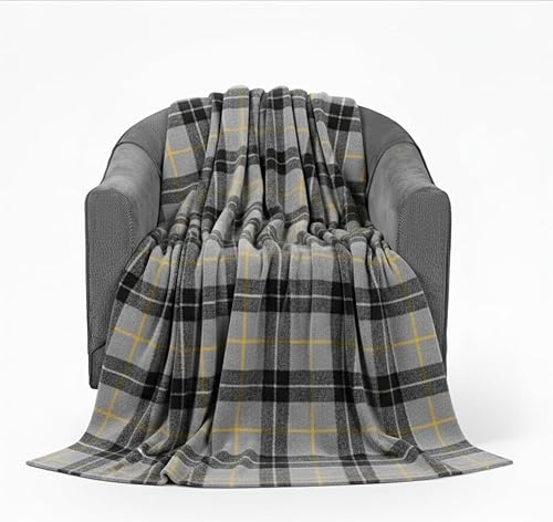 Rohi Grey Tartan Throw Blanket Polyester – Throws for Sofas, Teddy Tartan Throw Blanket for Sofa, Couch, or Bed – Lightweight Sofa Throw, Durable, and Stylish Home Accent (Grey, 150 x 200cm)