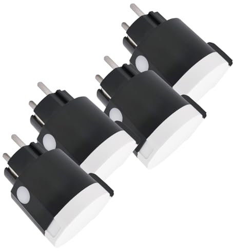 LED ATOMANT Pack 4x Enchufe Inteligente Exterior 16A, Enchufe Redondo Negro Wifi IP44, Smart Life y Tuya, Compatible con Alexa y Google Assistant