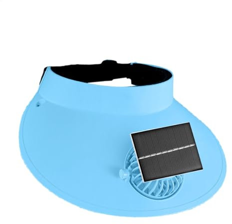 Demsyeq Solar Fan Hat | Solar Powered Fan Wide Brim Hat,UV Sun Protection, Lightweight Cooling Beach Caps for Camping Beach Blue