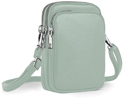 Casecond Mini Tasche Damen Handy Schultertasche Kleine Handytasche zum Umhängen mit Geldbörse Umhängetasche Brieftasche Crossbody Bag für iPhone 16 Pro Max 15 14 13 Samsung Xiaomi Bis zu 7.5 Grün