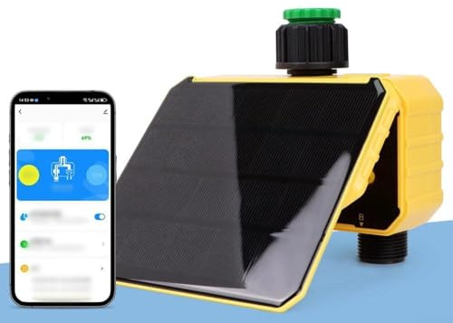 Minuteur d'irrigation solaire WiFi avec télécommande Smart APP - Contrôleur de tuyau automatique extérieur programmable ou arrosage de pelouse, jardin, USB Numérique Arrosage d'irrigation (2 prise)