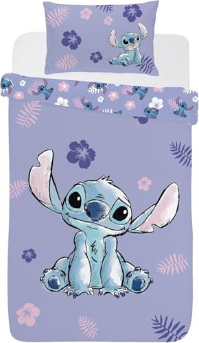 Disney Stitch Single Bed Cover Bedding Set Lilac Kids Bedroom Accessories