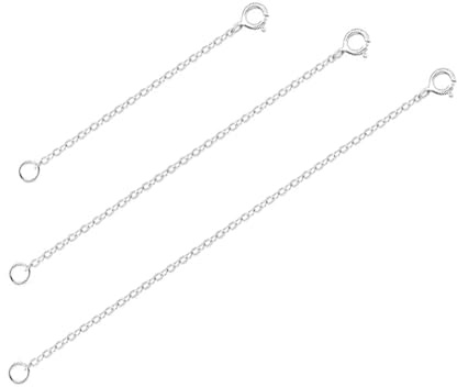 3pcs 925 Sterling Silver Necklace Extender Durable Strong Removable Chain Extenders, Necklace Bracelet Anklet Jewelry Extension for Women, Extension Chain for Necklaces, 3 Piece Set (1, 2, 3 Inches)