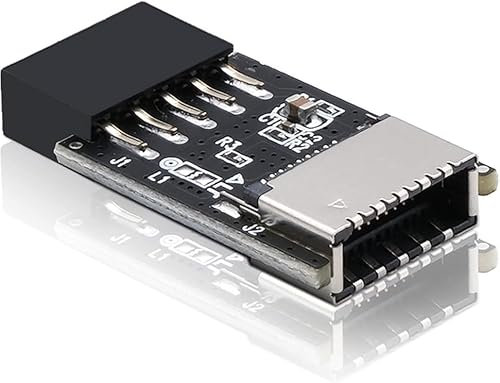 TIANXUAN USB 2.0 Internal Header (9-Pin) to USB 3.1/3.2 Type-E (20-Pin) Motherboard A-Key Front Panel Header Splitter Expansion 180 Degrees Adapter Extend Type E Ports to Pc Front Panel Extender