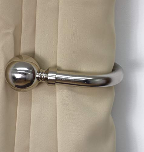 Home Harmony Decorative Curtain Holdbacks Wall Mounted Curtain Tie Backs Pack of 2 Availablie in Black or Silver (Silver, Ball)