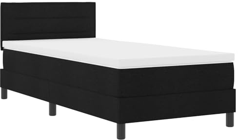 vidaXL Boxspringbett mit Matratze Schwarz 90X190 cm Stoff – Robuste, Moderne und stylische Schlaflösung für Einzelzimmermöbel in kompakter Größe