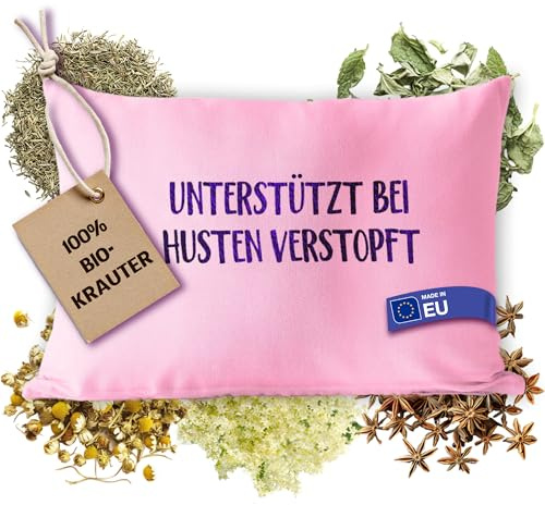 Mommies Natura Kinder Kräuterkissen 50x40 cm – Natürliches Kopfkissen für Kinder mit Kamille, Melisse & Thymian – Einschlafhilfe bei Erkältung & Husten – Kleines Kissen für Bett & Reise (Rosa)