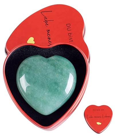 Sahoottie Valentinstag Geschenk 40mm Grüner Aventurin Herz Kristalle Edelsteine Handschmeichler Stein Herz Deko Liebe Herzform Valentinstag Gastgeschenke Geburtstage Jahrestag Geschenk für Partner