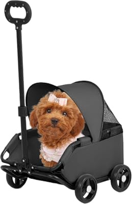 Hundekinderwagen Belüfteter Tragekorb bis 7 kg | Haustierwagen für kleine Hunde für Reisen, Spaziergänge, Veterinärbesuche, Outdoor-Abenteuer, Einkaufszentrum, Garten,