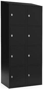 kaiserkraft | 4er-Schließfachschrank Fydor | 2 Abteile | Schwarz | B 800 mm | schräge Dachform | Vorhängeschloss