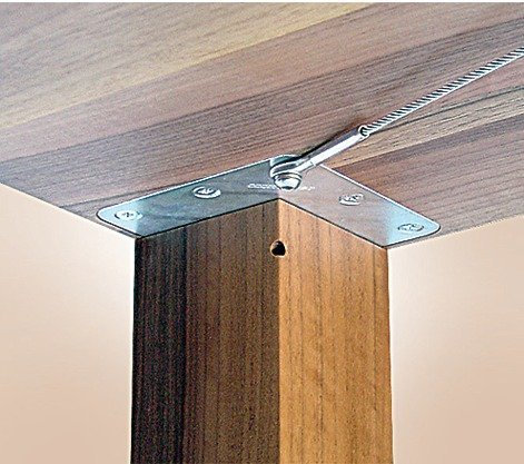 GedoTec® Tischbein-Befestigung Set unter der Tischplatte für Massive Tischbeine & Tischfüße | Befestigung für Tischbeine 120 x 120 mm | Stahl verzinkt | Markenqualität für Ihren Wohnbereich