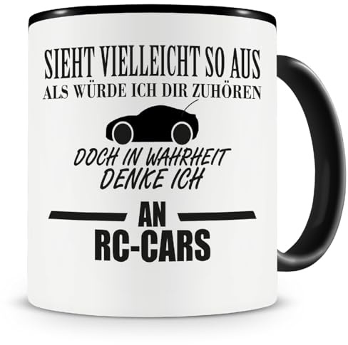 Samunshi® Ich denke an RC-Cars Tasse Kaffeetasse Teetasse Kaffeepott Kaffeebecher Becher 300ml schwarz