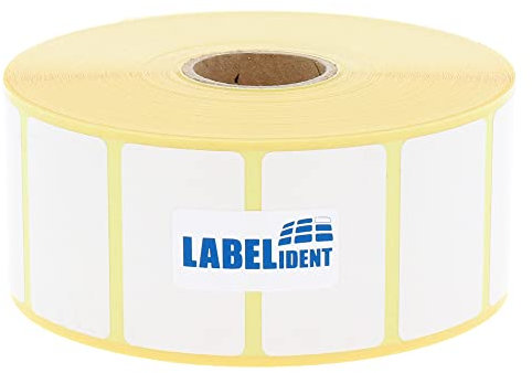 Thermotransfer-Etiketten auf Rolle weiß - 38 x 23 mm - Papier, selbstklebend - 2.000 Haftetiketten auf 1 Rolle/n, 25 mm Kern, Blanko Rollenetiketten